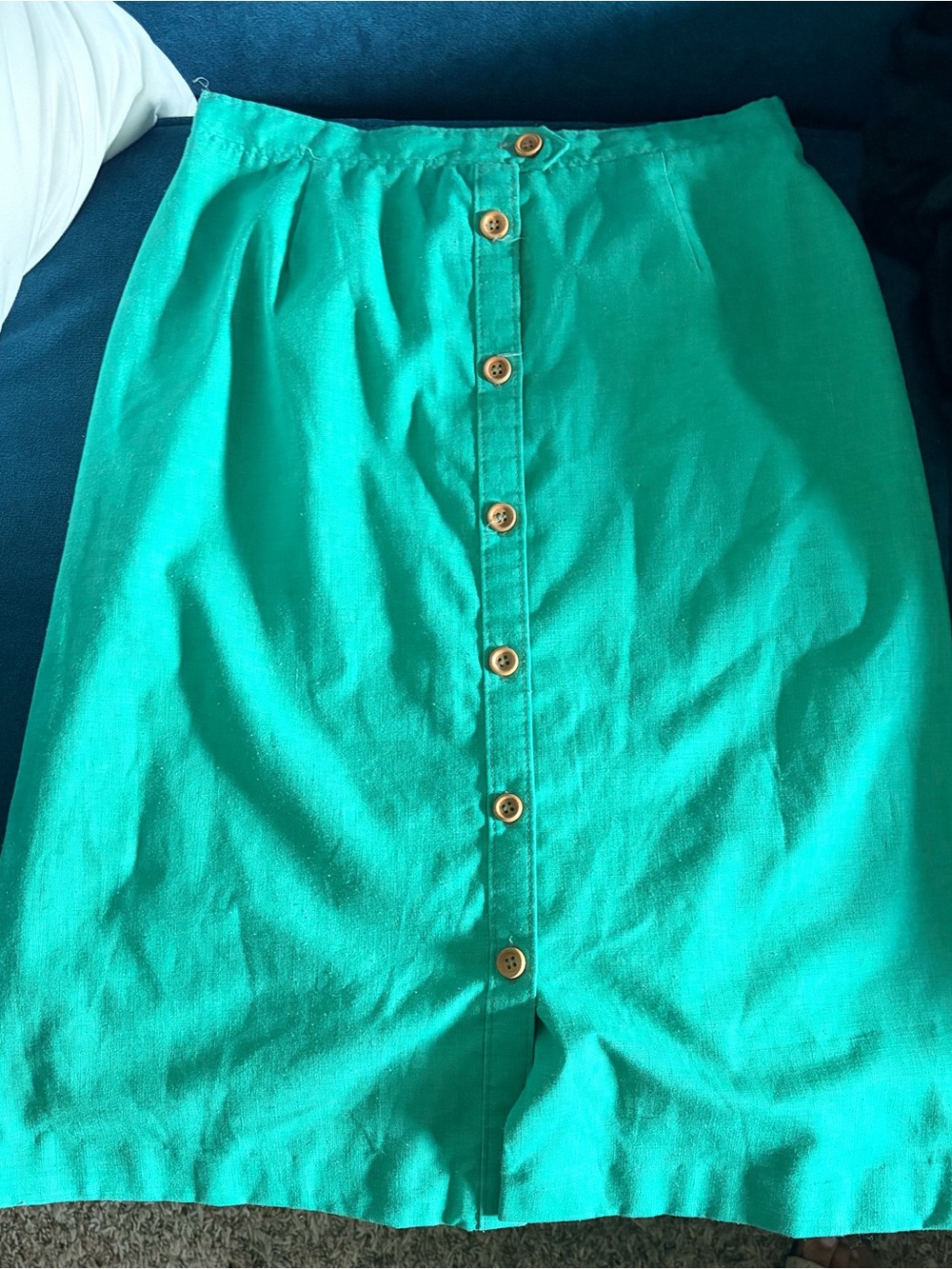 Russ Teal Button-Front Midi Skirt